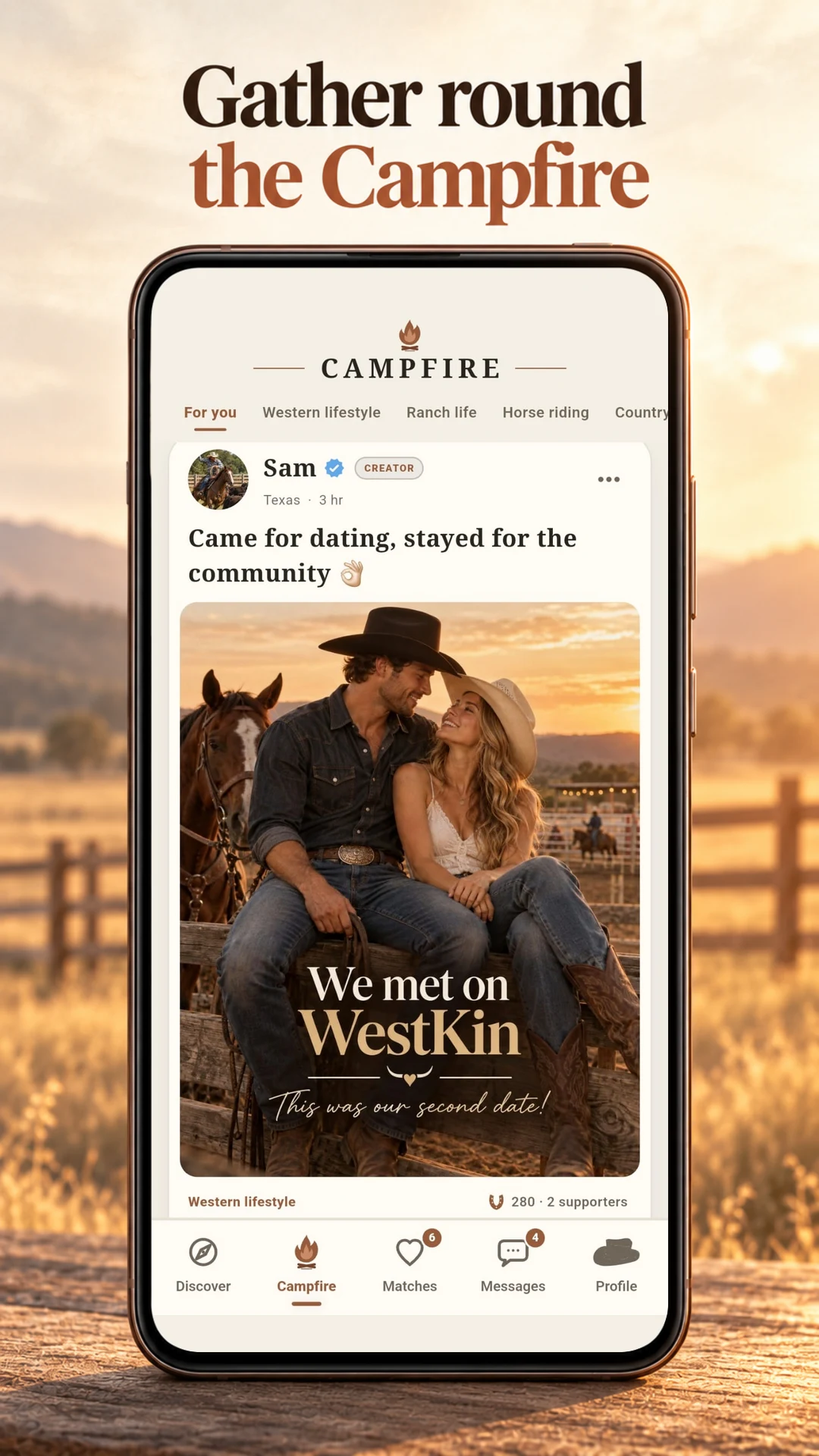 WestKin Campfire promotional preview with an illustrative community post